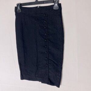 Sourpuss Black Pencil Skirt W Buttons Down Front S